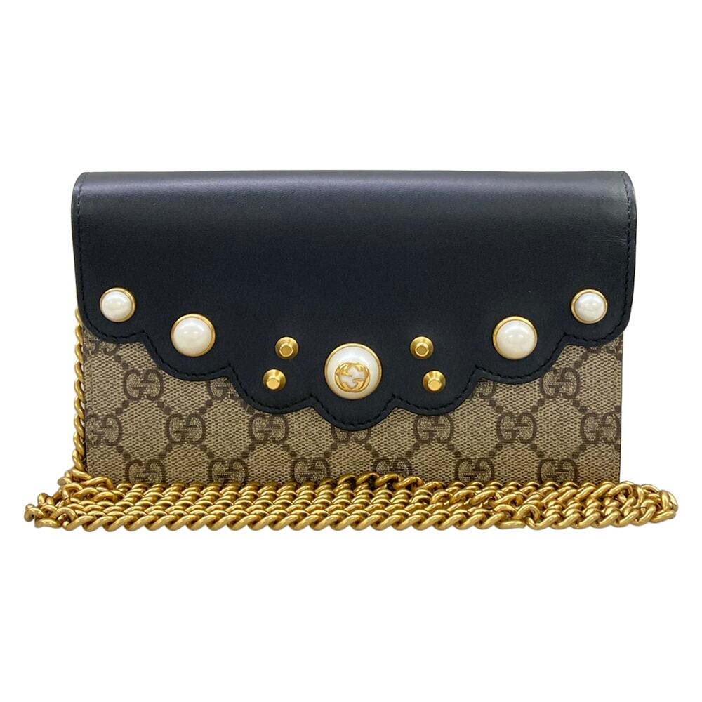 Gucci Chain Wallet Long Wallet Brown Black Multi